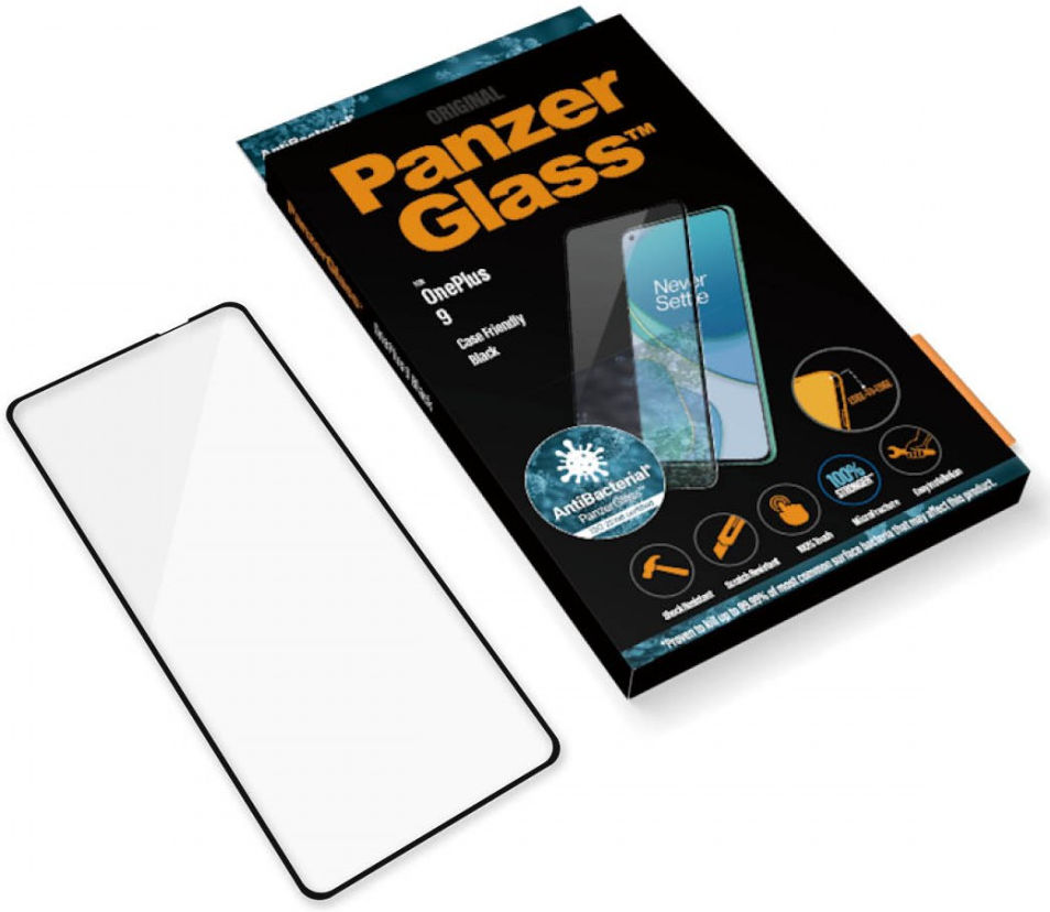 PanzerGlass OnePlus 9 Screen Protector Antibacterieel Zwart afbeelding 6