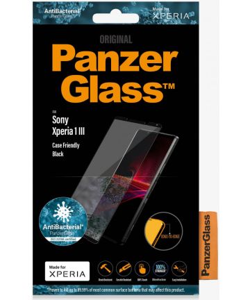 PanzerGlass Sony Xperia 1 III Screenprotector Antibacterieel Zwart Screen Protectors