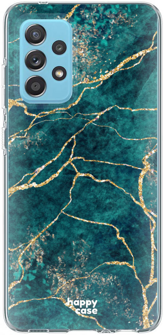 HappyCase Samsung Galaxy A52 / A52S Hoesje Flexibel TPU Aqua Marmer afbeelding 1