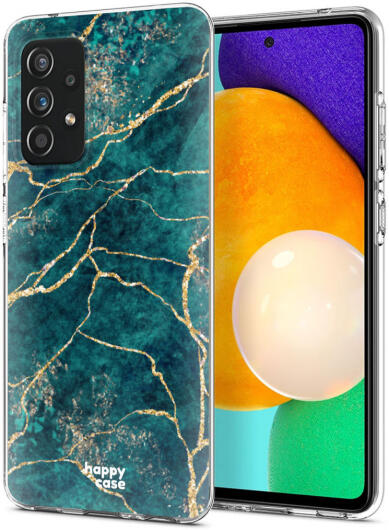 HappyCase Samsung Galaxy A52 / A52S Hoesje Flexibel TPU Aqua Marmer afbeelding 2