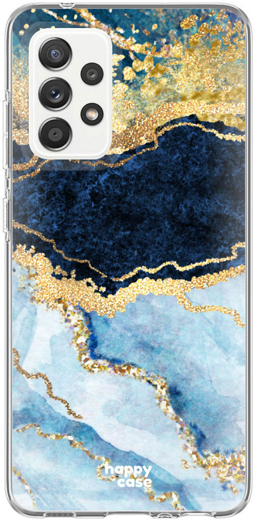 HappyCase Samsung Galaxy A52 / A52S Hoesje Flexibel TPU Blauw Marmer afbeelding 10