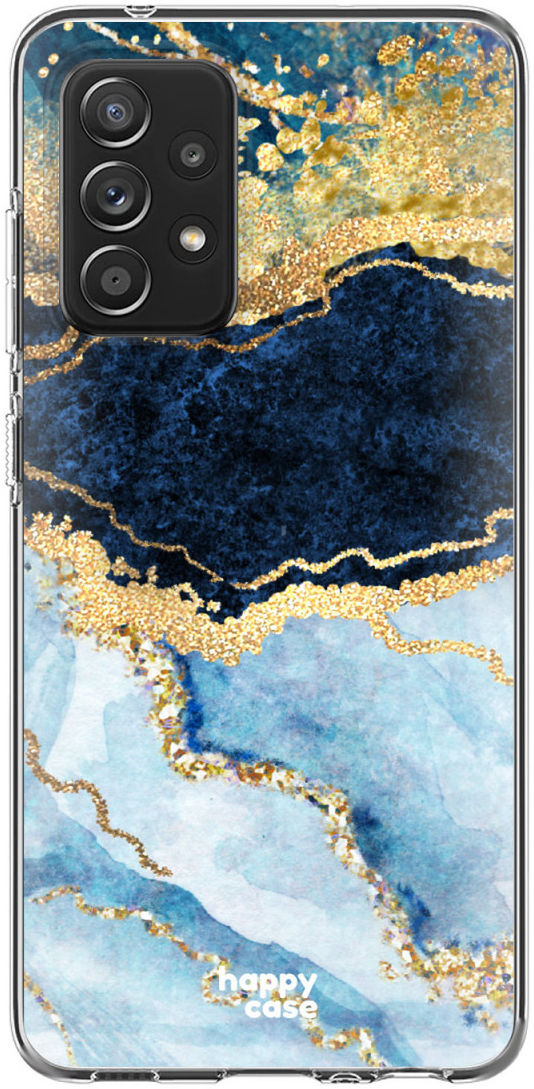 HappyCase Samsung Galaxy A52 / A52S Hoesje Flexibel TPU Blauw Marmer afbeelding 7