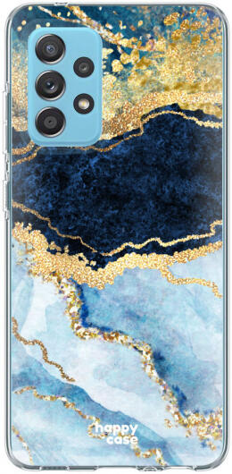 HappyCase Samsung Galaxy A52 / A52S Hoesje Flexibel TPU Blauw Marmer afbeelding 1