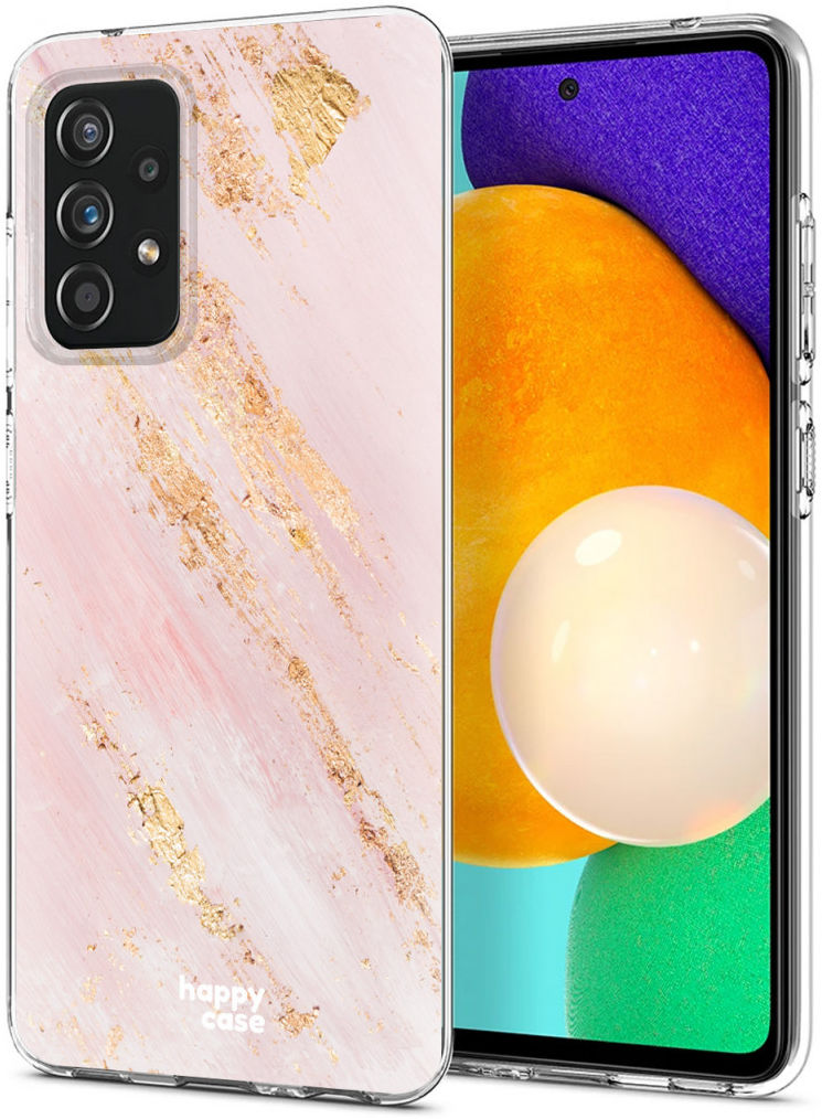 HappyCase Samsung Galaxy A52 / A52S Hoesje Flexibel TPU Pink Marmer afbeelding 2