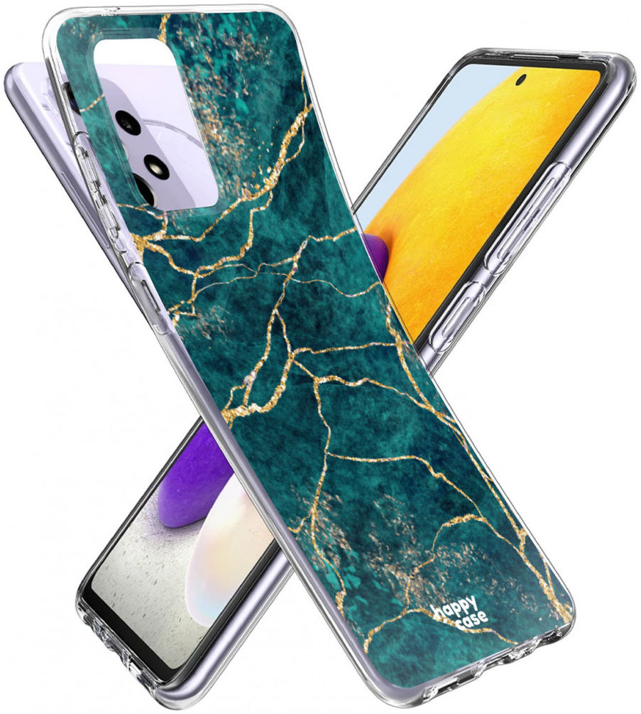 HappyCase Samsung Galaxy A72 Hoesje Flexibel TPU Aqua Marmer Print afbeelding 6