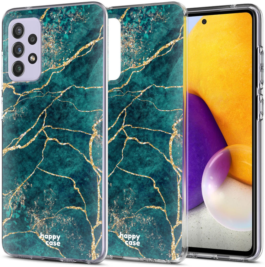 HappyCase Samsung Galaxy A72 Hoesje Flexibel TPU Aqua Marmer Print afbeelding 4