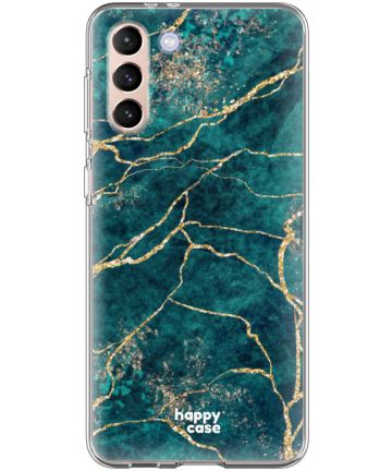 HappyCase Samsung Galaxy S21 Hoesje Flexibel TPU Aqua Marmer Print Hoesjes