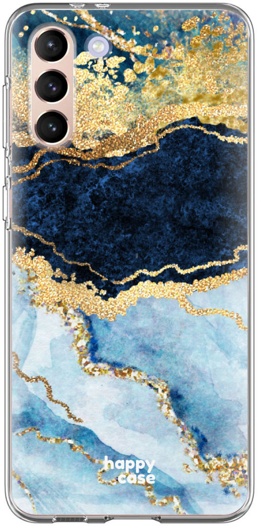 HappyCase Samsung Galaxy S21 Hoesje Flexibel TPU Blauw Marmer Print afbeelding 1