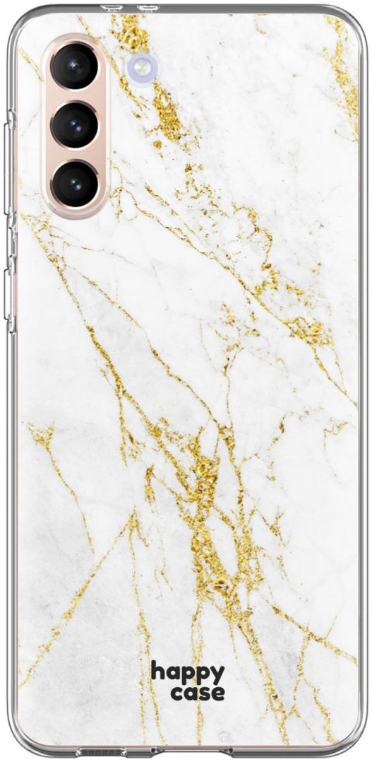 HappyCase Samsung Galaxy S21 Hoesje Flexibel TPU Wit Marmer Print afbeelding 1