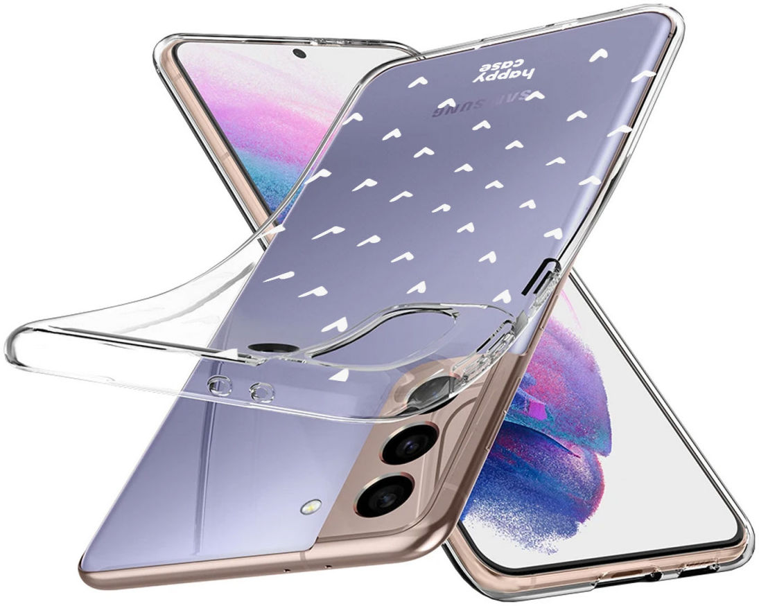 HappyCase Samsung Galaxy S21 Hoesje Flexibel TPU Hartjes Print afbeelding 2