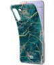 HappyCase Samsung S21 Plus Hoesje Flexibel TPU Aqua Marmer Print