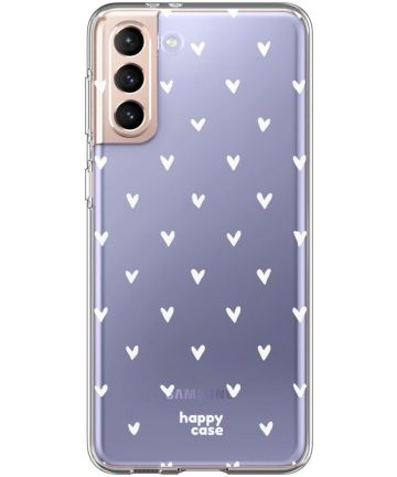HappyCase Samsung S21 Plus Hoesje Flexibel TPU Hartjes Print Hoesjes