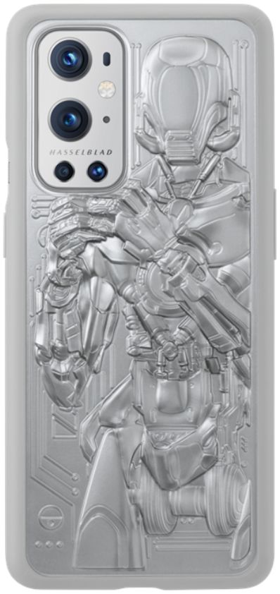 OnePlus 9 Pro Hoesje Unique Bumper Case Droid Zilver afbeelding 1