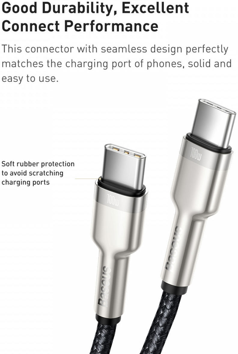 Baseus Cafule Series USB-C naar USB-C Kabel Metaal 100W 2m Zwart afbeelding 11