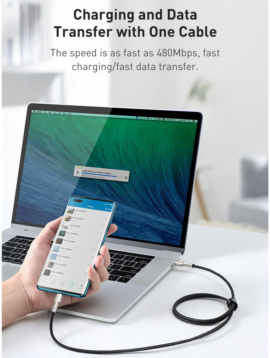 Baseus Cafule Series USB-C naar USB-C Kabel Metaal 100W 2m Zwart afbeelding 12