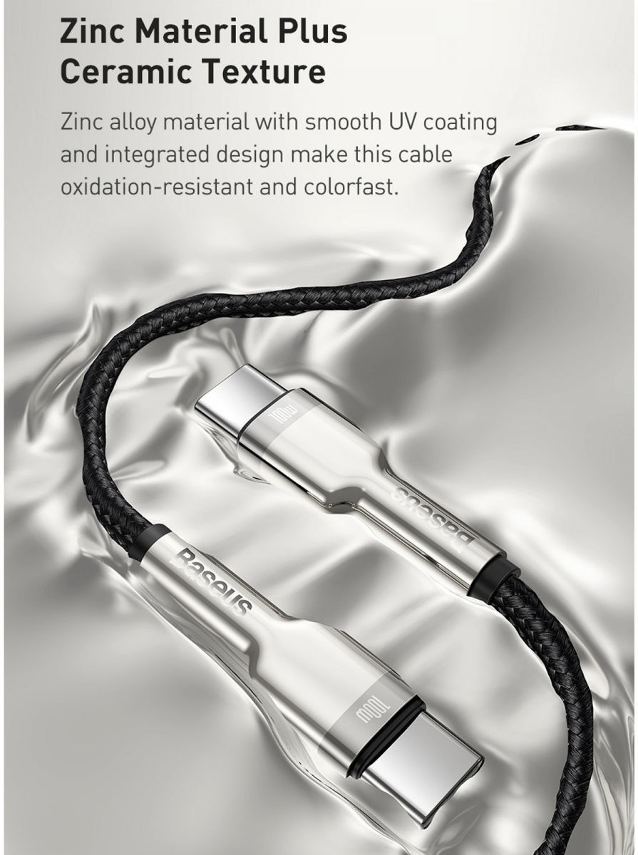 Baseus Cafule Series USB-C naar USB-C Kabel Metaal 100W 2m Zwart afbeelding 7