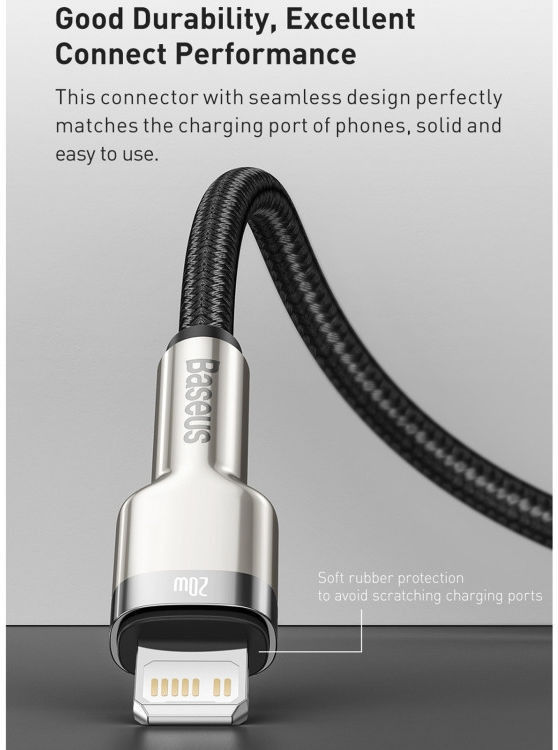 Baseus Cafule Series USB-C naar Apple Lightning Kabel PD 20W 2m Zwart afbeelding 10