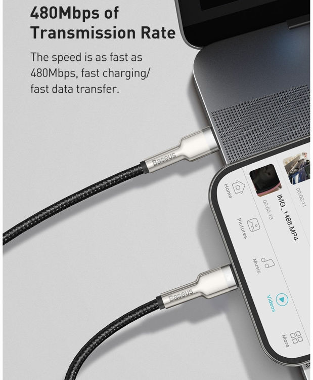 Baseus Cafule Series USB-C naar Apple Lightning Kabel PD 20W 2m Zwart afbeelding 12