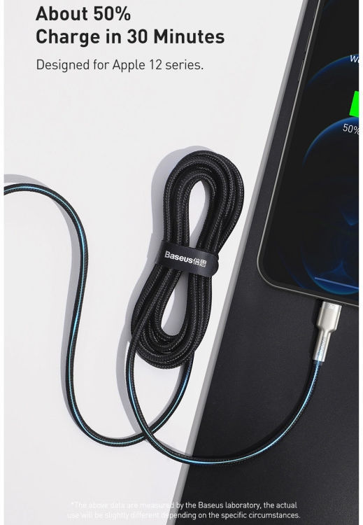 Baseus Cafule Series USB-C naar Apple Lightning Kabel PD 20W 2m Zwart afbeelding 4
