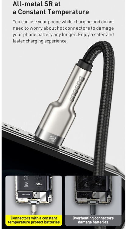Baseus Cafule Series USB-C naar Apple Lightning Kabel PD 20W 2m Zwart afbeelding 7