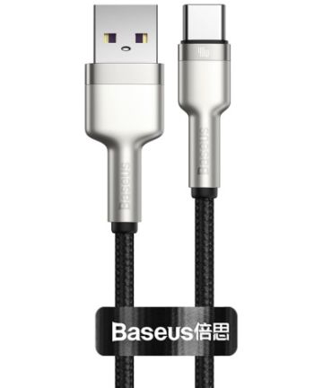 Baseus Cafule Series USB naar USB-C Kabel Metaal 40W 25cm Zwart Kabels