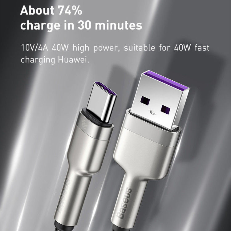 Baseus Cafule Series USB naar USB-C Kabel Metaal 40W 2m Wit afbeelding 4