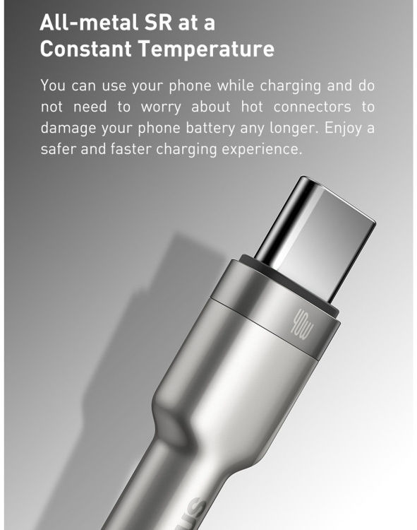 Baseus Cafule Series USB naar USB-C Kabel Metaal 40W 2m Wit afbeelding 8