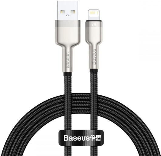 Baseus Cafule Series USB-A naar Lightning Kabel 1 Meter Metaal Zwart afbeelding 1