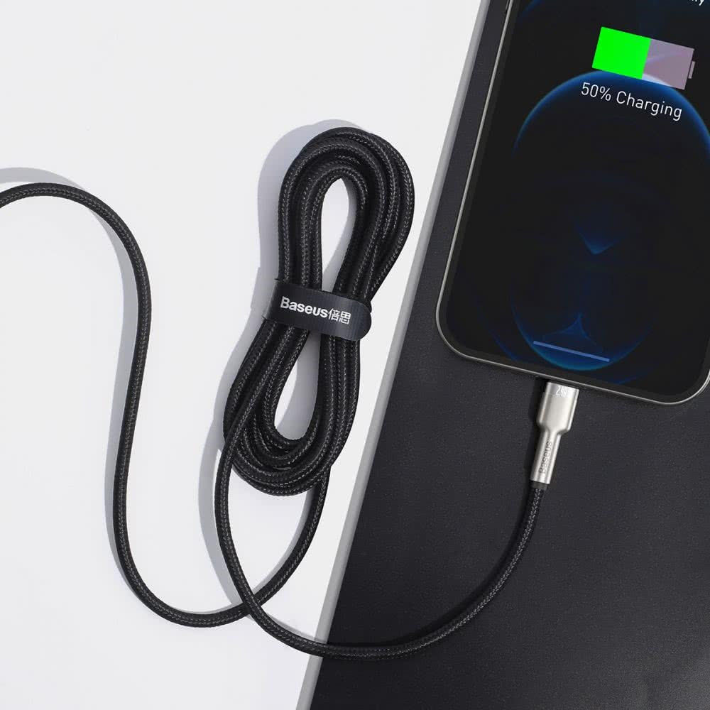 Baseus Cafule Series USB-A naar Lightning Kabel 2 Meter Metaal Zwart afbeelding 4