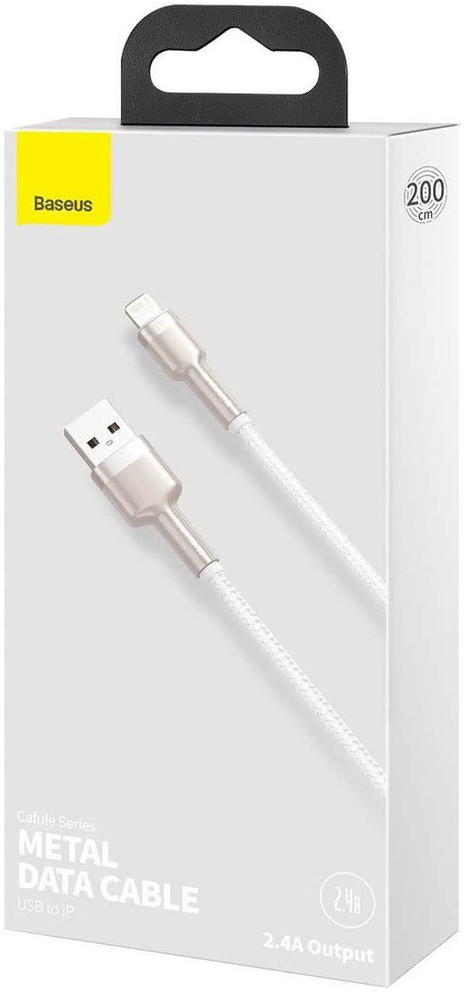 Baseus Cafule Series USB-A naar Lightning Kabel 2 Meter Metaal Wit afbeelding 6