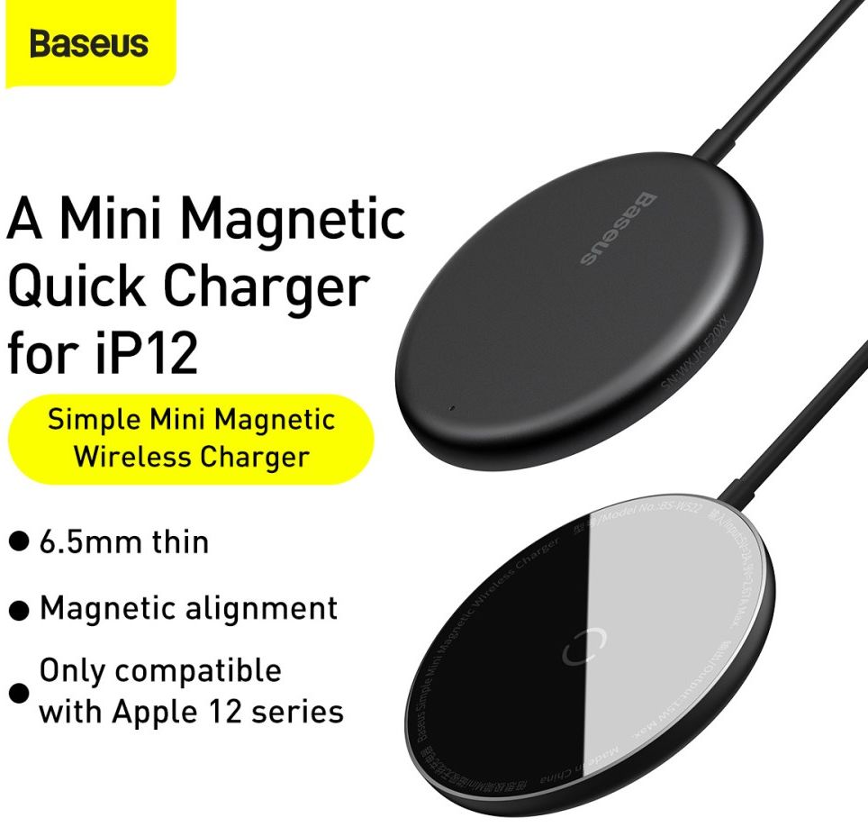 Baseus Simple 15W Draadloze Magnetische Oplader voor MagSafe Zwart afbeelding 8