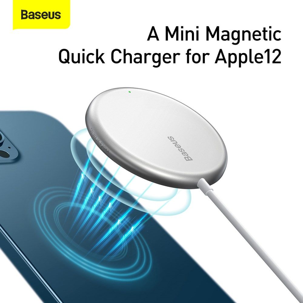 Baseus Simple 15W Draadloze Magnetische Oplader voor MagSafe Wit afbeelding 3