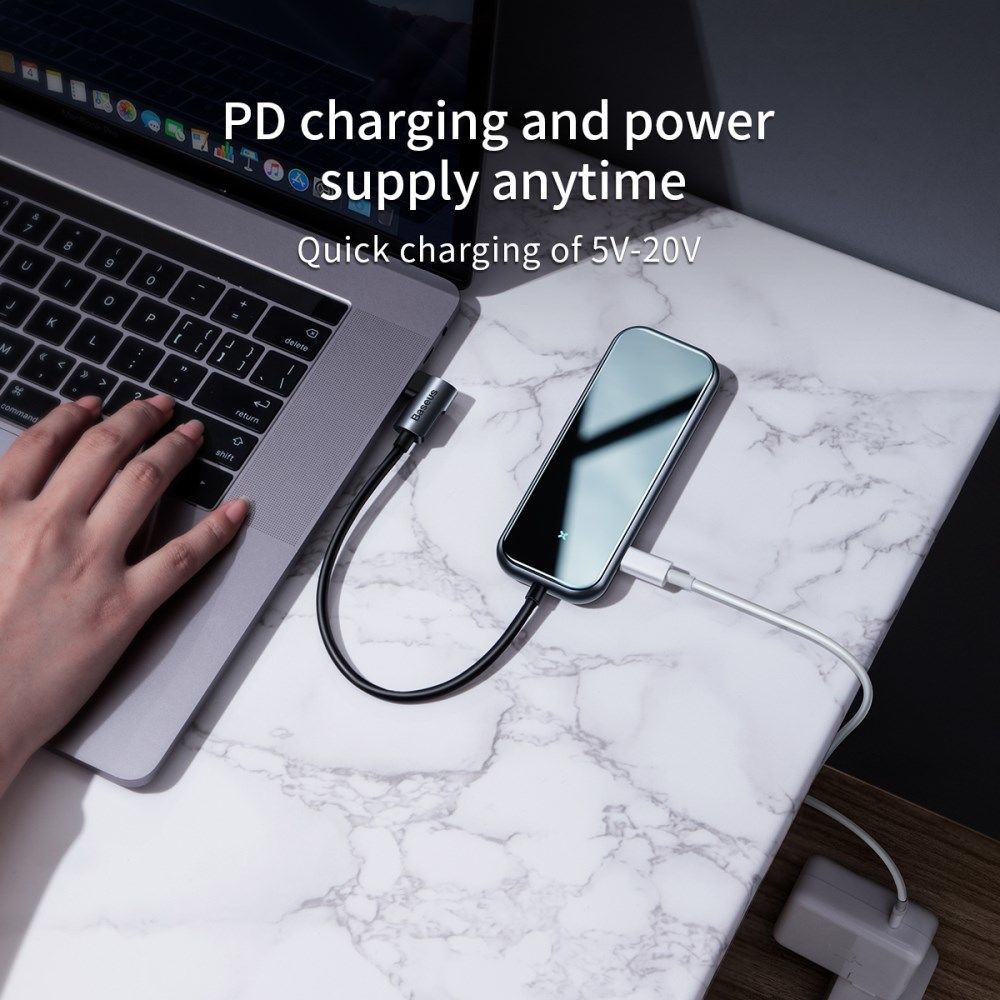 Baseus USB-C / USB / HDMI / SD 7-in-1 Hub voor Laptop/MacBook Grijs afbeelding 5