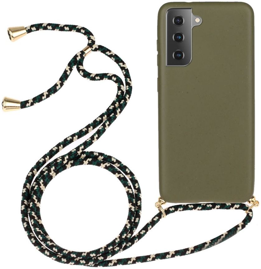 Samsung Galaxy S21 Hoesje Back Cover Flexibel TPU met Koord Groen afbeelding 1