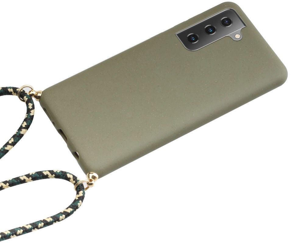 Samsung Galaxy S21 Hoesje Back Cover Flexibel TPU met Koord Groen afbeelding 2