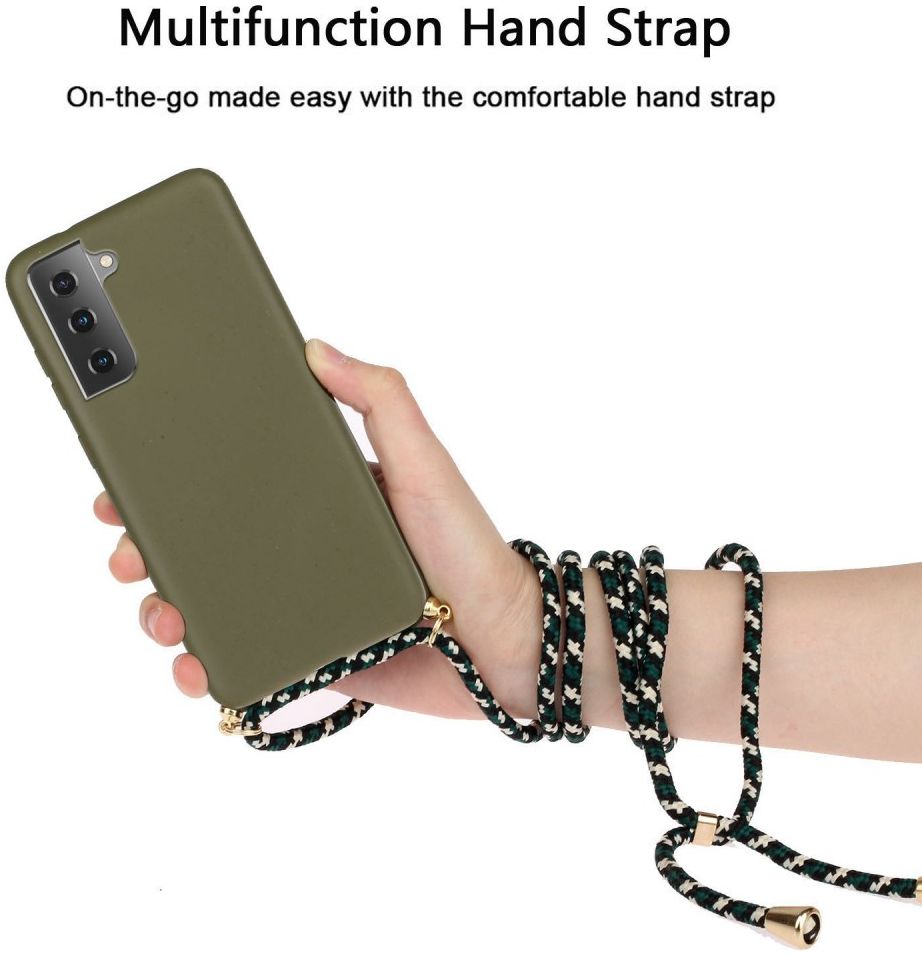 Samsung Galaxy S21 Hoesje Back Cover Flexibel TPU met Koord Groen afbeelding 3