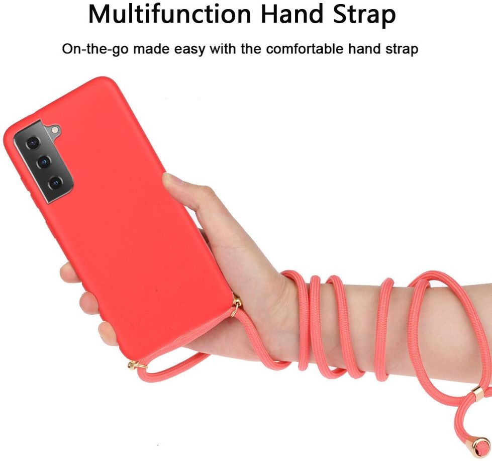 Samsung Galaxy S21 Plus Hoesje Back Cover Flexibel TPU met Koord Rood afbeelding 3