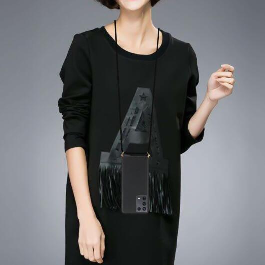 Samsung Galaxy S21 Ultra Hoesje Back Cover Flexibel TPU Koord Zwart afbeelding 4