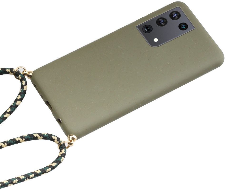 Samsung Galaxy S21 Ultra Hoesje Back Cover Flexibel TPU Koord Groen afbeelding 2