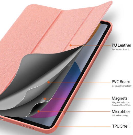Dux Ducis Domo Apple iPad Pro 12.9 2021 Hoes Tri-Fold Book Case Roze afbeelding 10