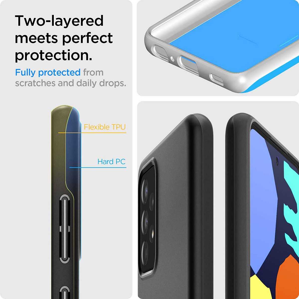 Spigen Thin Fit Samsung Galaxy A52 / A52S Hoesje Back Cover Zwart afbeelding 6