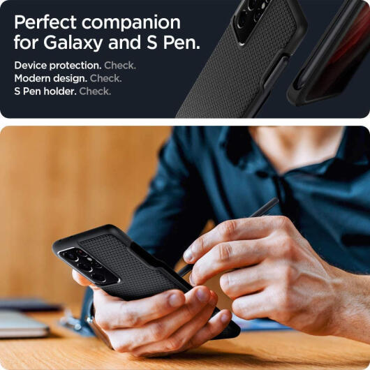 Spigen Liquid Air Pen Edition Samsung Galaxy S21 Ultra Hoesje Zwart afbeelding 5