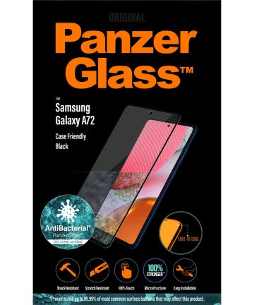 PanzerGlass Samsung Galaxy A72 Screenprotector Antibacterieel Zwart Screen Protectors