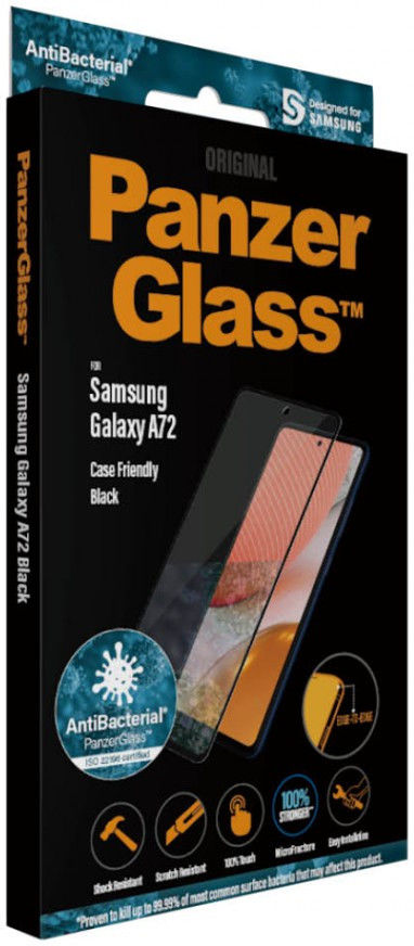 PanzerGlass Samsung Galaxy A72 Screenprotector Antibacterieel Zwart afbeelding 6