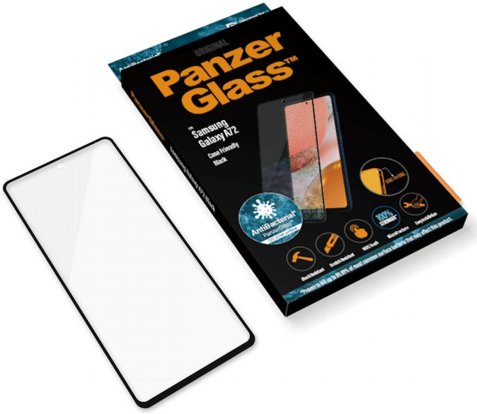 PanzerGlass Samsung Galaxy A72 Screenprotector Antibacterieel Zwart afbeelding 4