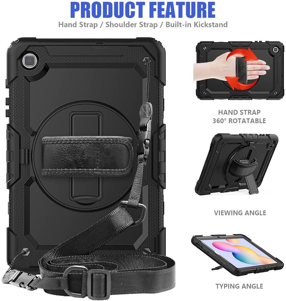 Samsung Galaxy Tab S6 Lite Hoes Full Protect met Kickstand Zwart afbeelding 5