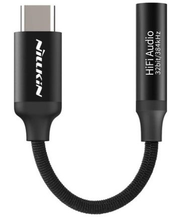 Nillkin Hifi USB-C naar 3.5mm Jack Headset Adapter Zwart Kabels