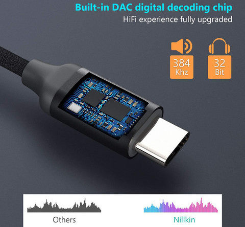 Nillkin Hifi USB-C naar 3.5mm Jack Headset Adapter Zwart afbeelding 5