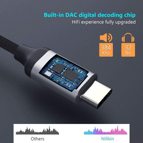 Nillkin Hifi USB-C naar 3.5mm Jack Headset Adapter Zilver afbeelding 2