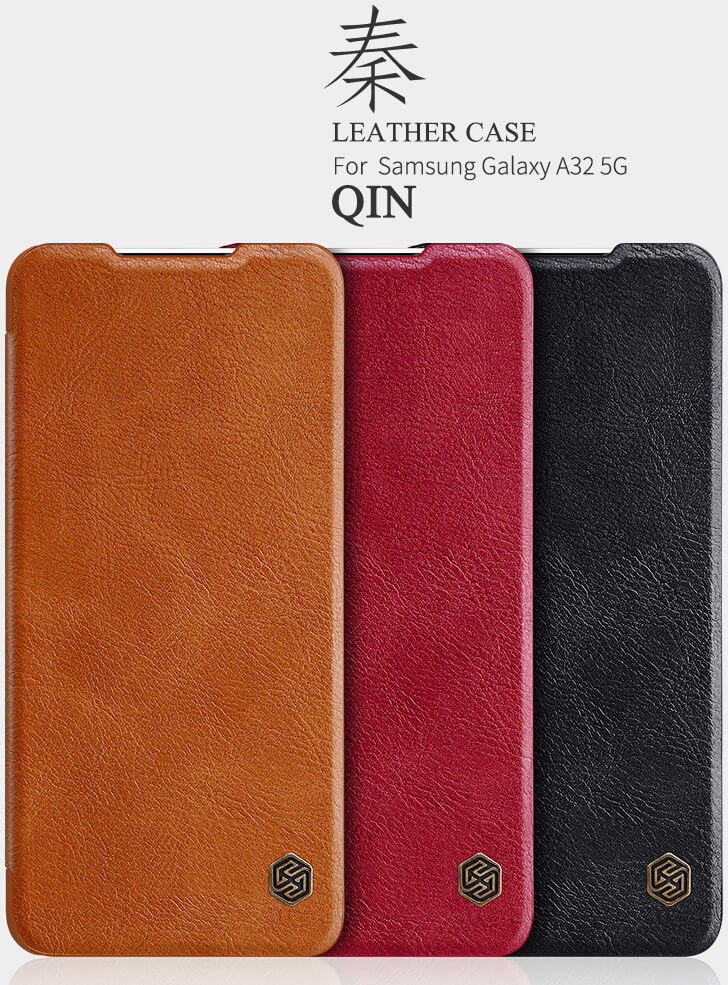 Nillkin Qin Series Book Samsung Galaxy A32 Wallet Hoesje Leer Bruin afbeelding 6